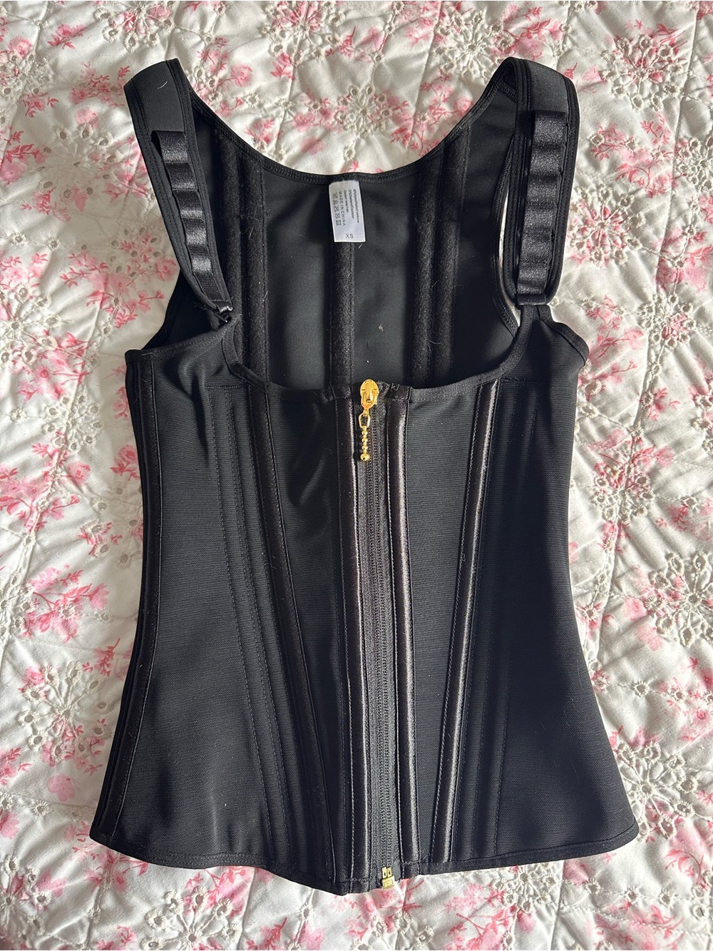 Black Zip-Front Waist Trainer Corset Top